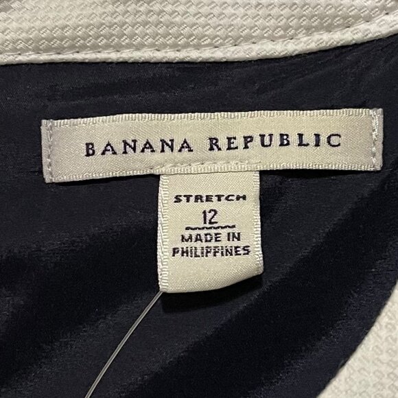 Banana Republic Size 12 Sleeveless Dark Navy White Contrast Nautical Dress NWT - Picture 4 of 7